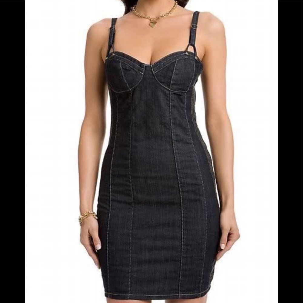 Guess - Denim Corset Bustier Dress, Size XS